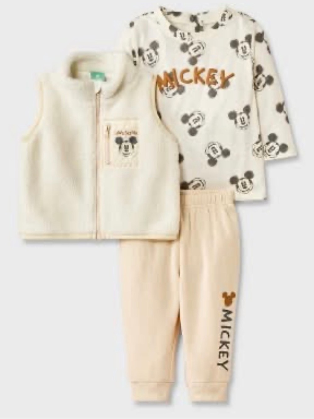 Disney Cream Mickey Sherpa Vest & Legging Set
